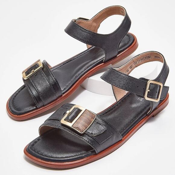 Rockport Zadie Buckle Total Motion Leather Sandals Wide Width Size 9.5 - Picture 1 of 12